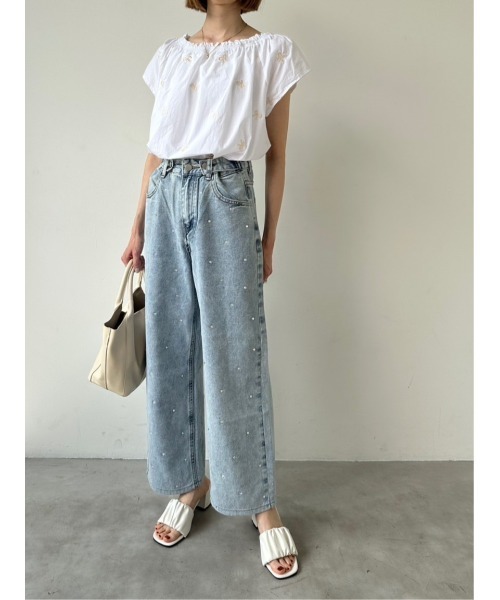 【ウエストサイズ調整可能】ワイドデニムパンツ ウエストサイズ調整可】美脚ワイドデニム | ファッション通販