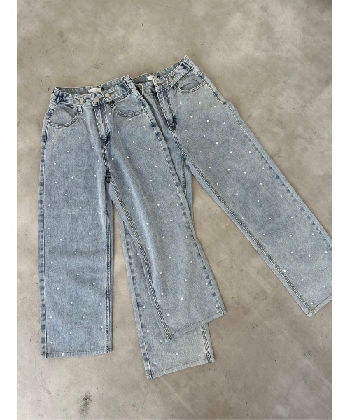 DAIS-Y（デイジー）の「【低身長サイズ有】Original size ウエスト調整可　ストーンデザインワイドデニムパンツ（デニムパンツ・レディース・ブルー系その他・S/M）」の11枚目の写真
