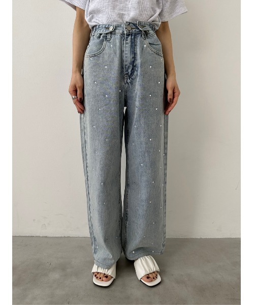 DAIS-Y（デイジー）の「【低身長サイズ有】Original size ウエスト調整可　ストーンデザインワイドデニムパンツ（デニムパンツ・レディース・ブルー系その他・S/M）」の16枚目の写真