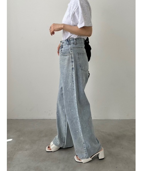 DAIS-Y（デイジー）の「【低身長サイズ有】Original size ウエスト調整可　ストーンデザインワイドデニムパンツ（デニムパンツ・レディース・ブルー系その他・S/M）」の17枚目の写真