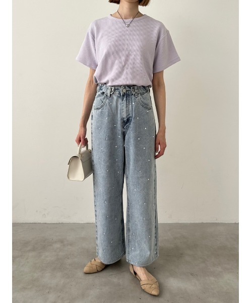 DAIS-Y（デイジー）の「【低身長サイズ有】Original size ウエスト調整可　ストーンデザインワイドデニムパンツ（デニムパンツ・レディース・ブルー系その他・S/M）」の19枚目の写真