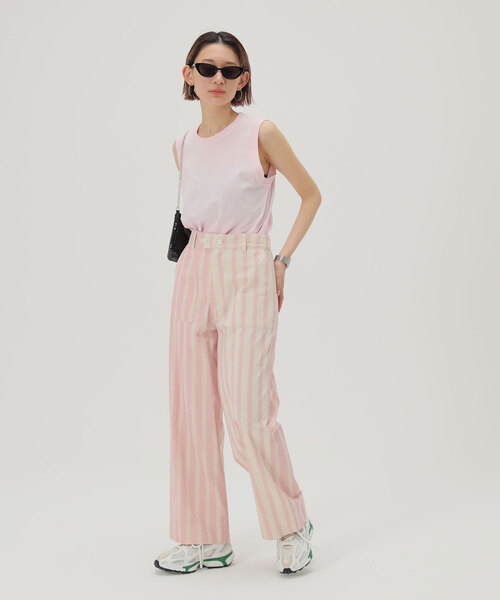 SLOBE citron.（スローブシトロン）の「SLOBE citron.ストライプコンビパンツ（カーゴパンツ・レディース・ピンク・38/36）」の8枚目の写真