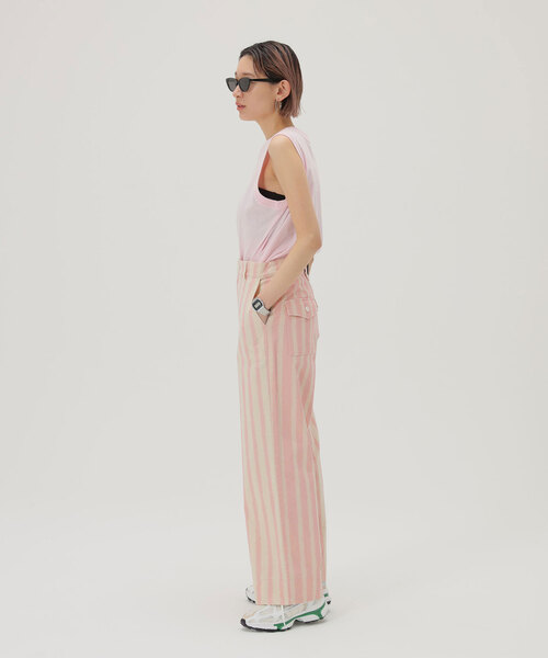 SLOBE citron.（スローブシトロン）の「SLOBE citron.ストライプコンビパンツ（カーゴパンツ・レディース・ピンク・38/36）」の7枚目の写真