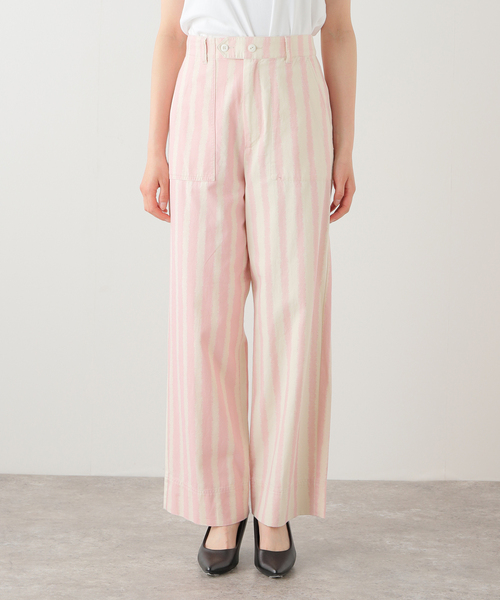 SLOBE citron.（スローブシトロン）の「SLOBE citron.ストライプコンビパンツ（カーゴパンツ・レディース・ピンク・38/36）」の22枚目の写真