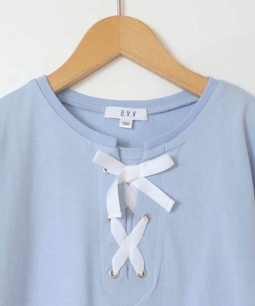 a.v.v（アーヴェヴェ）の「[100-130]フロントレースUPTシャツ（Tシャツ/カットソー・キッズ・ブラック/ダークインディゴブルー/アイボリー・130/110/120/100）」の21枚目の写真