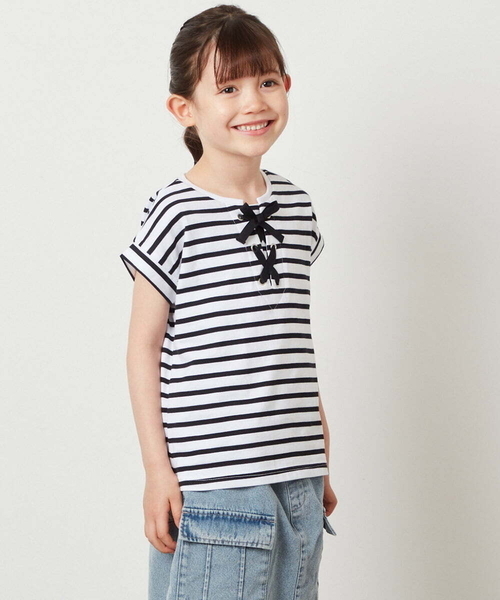 a.v.v（アーヴェヴェ）の「[100-130]フロントレースUPTシャツ（Tシャツ/カットソー・キッズ・ブラック/ダークインディゴブルー/アイボリー・130/110/120/100）」の17枚目の写真