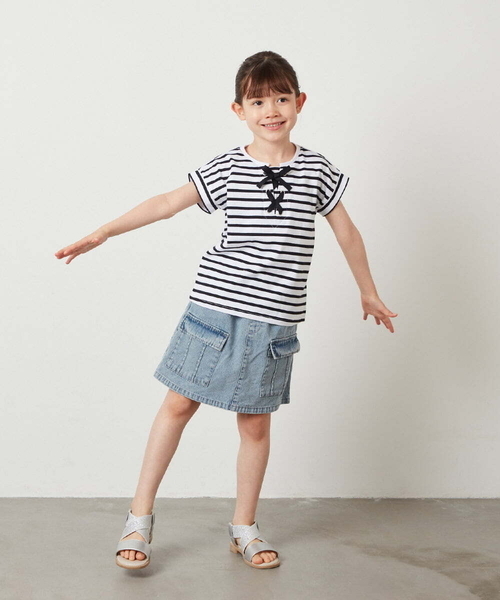 a.v.v（アーヴェヴェ）の「[100-130]フロントレースUPTシャツ（Tシャツ/カットソー・キッズ・ブラック/ダークインディゴブルー/アイボリー・130/110/120/100）」の15枚目の写真
