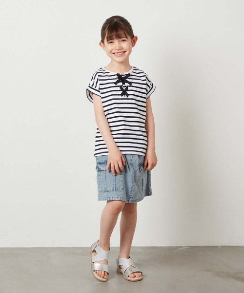 a.v.v（アーヴェヴェ）の「[100-130]フロントレースUPTシャツ（Tシャツ/カットソー・キッズ・ブラック/ダークインディゴブルー/アイボリー・130/110/120/100）」の11枚目の写真