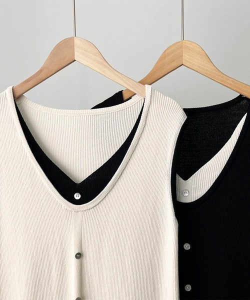 OSYAREVO（オシャレボ）の「レイヤード風 ベスト トップス（ベスト・レディース・ホワイト/ブラック・ONESIZE）」の19枚目の写真