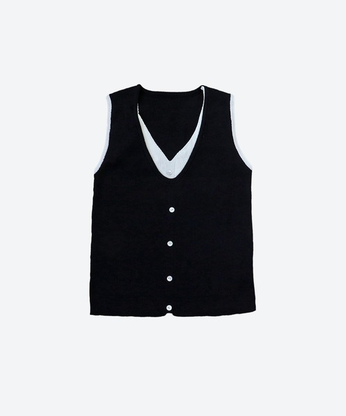 OSYAREVO（オシャレボ）の「レイヤード風 ベスト トップス（ベスト・レディース・ホワイト/ブラック・ONESIZE）」の14枚目の写真