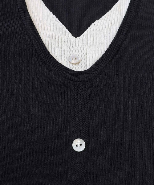 OSYAREVO（オシャレボ）の「レイヤード風 ベスト トップス（ベスト・レディース・ホワイト/ブラック・ONESIZE）」の4枚目の写真