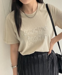 ステッチ刺繍ロゴTシャツ/カットソー/半袖
