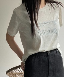 ステッチ刺繍ロゴTシャツ/カットソー/半袖