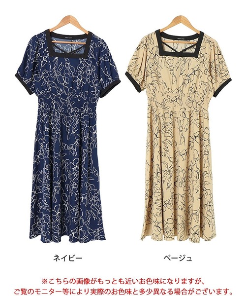 GOLDJAPAN（ゴールドジャパン）の「モダン花柄配色クロスネックワンピース【大きいサイズ対応】（ワンピース・レディース・ベージュ/ネイビー・5L/LL/3L/4L）」の17枚目の写真