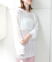 styiro（スタイロ）の「クロシェ透かし編み春ニットプルオーバー（ニット/セーター）」