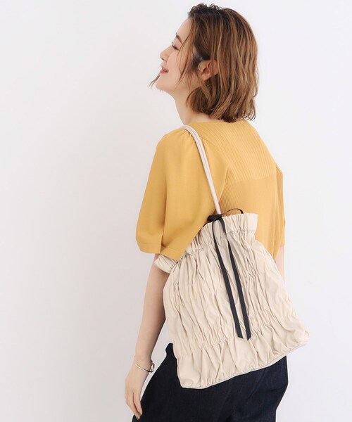 grove（グローブ）の「◆【A4】ギャザーロープリボン付きトート（トートバッグ・レディース・ライトベージュ/ブラック/ライトグレー・00）」の14枚目の写真