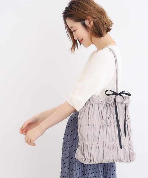 grove（グローブ）の「◆【A4】ギャザーロープリボン付きトート（トートバッグ・レディース・ライトベージュ/ブラック/ライトグレー・00）」の16枚目の写真