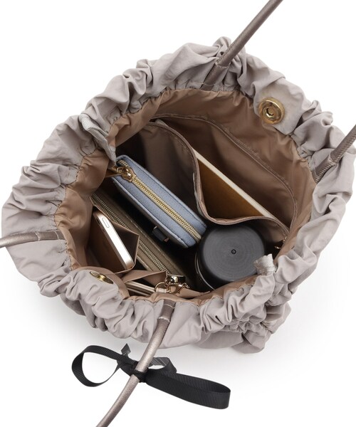 grove（グローブ）の「◆【A4】ギャザーロープリボン付きトート（トートバッグ・レディース・ライトベージュ/ブラック/ライトグレー・00）」の11枚目の写真