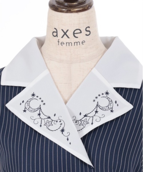 axes femme（アクシーズファム）の「夜空刺繍襟ドッキングワンピース