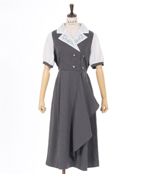 axes femme(アクシーズファム)の「夜空刺繍襟ドッキングワンピース(ワンピース・レディース・チャコールグレー/ミント/ネイビー・FREE)」の22枚目の写真