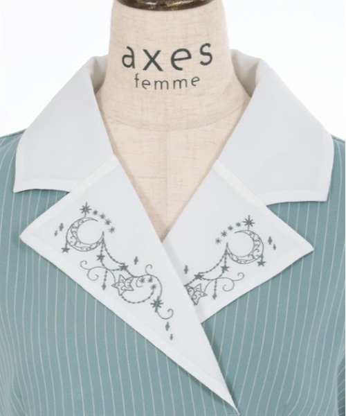 axes femme（アクシーズファム）の「夜空刺繍襟ドッキングワンピース