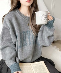 グレー ロゴ入り ニットセーター L 楽天市場】グレー（柄ロゴ）（ニット・セーター｜トップス