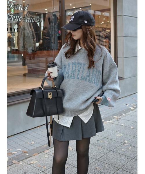 Java（ジャバ）の「《JaVa ジャバコラボ》大人カジュアルの定番。2wayMIXヤーンバイカラーロゴ オーバーサイズ ニットプルオーバー（ニット/セーター・レディース・ブラウン/ベージュ/ネイビー/グレー・X-LARGE/SMALL/MEDIUM/LARGE）」の9枚目の写真