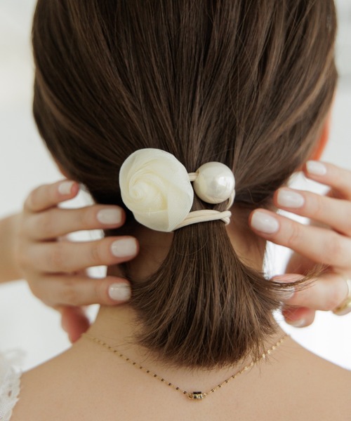 逆輸入 ローズパールゴム（ヘアゴム）｜flower（フラワー）の ヘアアクセサリー