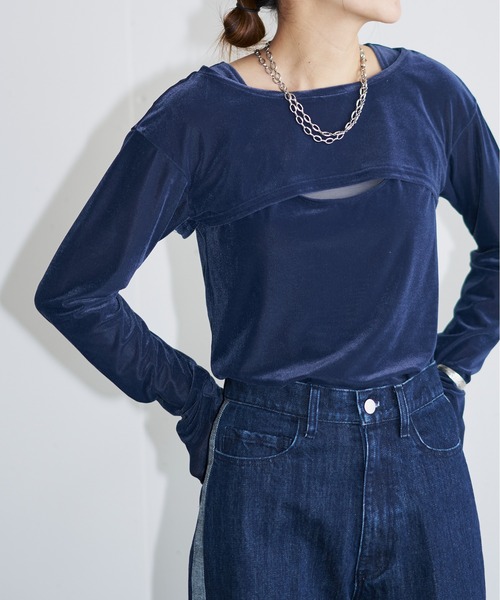 K*y様 OHGA ベロアトップス Olu. tシャツ シアークラッシュベロアトップス レディース