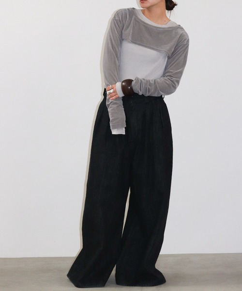 K*y様 OHGA ベロアトップス Olu. tシャツ シアークラッシュベロアトップス レディース