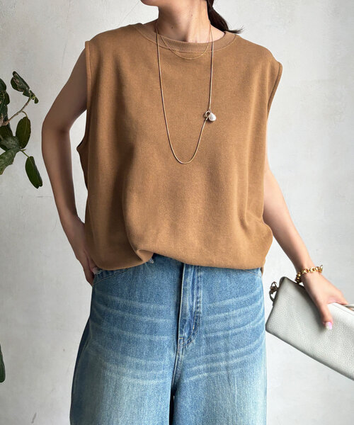 DouDou(ドゥドゥ)の「スウェットタンクオーバープルオーバー(スウェット・レディース・グレー/オフホワイト/ブラック/キャメル・FREE)」の4枚目の写真