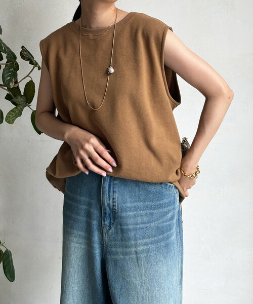 DouDou(ドゥドゥ)の「スウェットタンクオーバープルオーバー(スウェット・レディース・グレー/オフホワイト/ブラック/キャメル・FREE)」の15枚目の写真