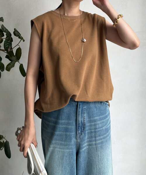 DouDou(ドゥドゥ)の「スウェットタンクオーバープルオーバー(スウェット・レディース・グレー/オフホワイト/ブラック/キャメル・FREE)」の14枚目の写真