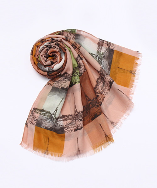 SIMONE LIST（シモーヌリスト）の「エッフェルタワーストール（ストール/ショール・レディース・ライトグリーン/レッド/ブルー・FREE）」の2枚目の写真