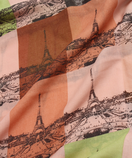 SIMONE LIST（シモーヌリスト）の「エッフェルタワーストール（ストール/ショール・レディース・ライトグリーン/レッド/ブルー・FREE）」の5枚目の写真