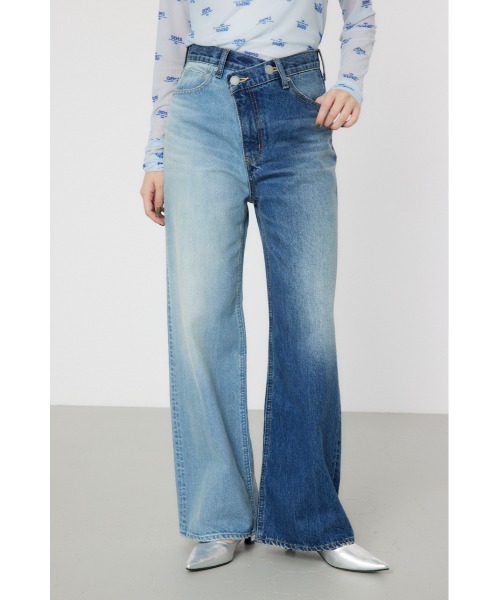 RODEO CROWNS WIDE BOWL(ロデオクラウンズワイドボウル)の「アシンメトリーDENIM PT(デニムパンツ・レディース・ブルー/ブラック・SMALL/MEDIUM/LARGE)」の9枚目の写真