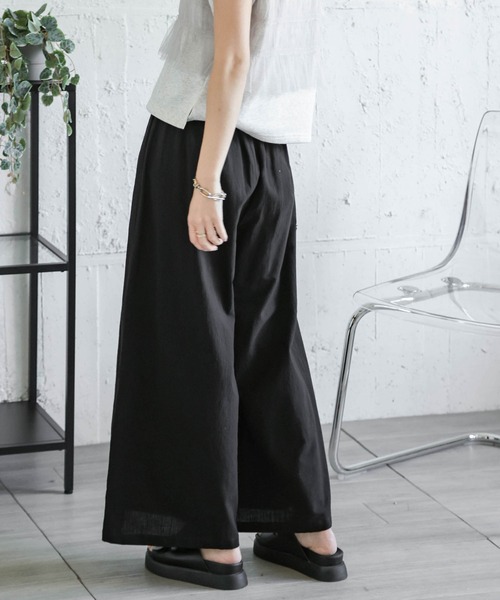 La-gemme(ラジェム)の「コットン混 ワイドパンツ(その他パンツ・レディース・ブラウン/ブラック/ホワイト・フリー)」の5枚目の写真