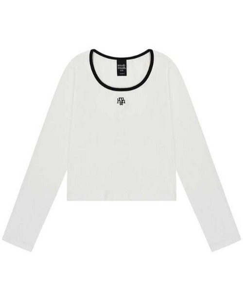 tシャツ A'GEM/9 × .kom 「muah muah/ムーアムーア」 LOGO STRIPE CROP LONG SLEEVE/ロゴ ステッチ A'GEM/9 × .kom 『muah muah/ムーアムーア』 STITCH LOGO RAGLAN
