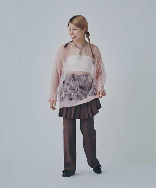 N.（N. Natural Beauty Basic）（エヌエヌナチュラルビューティーベーシック）の「◆透かし編みモヘヤ混ニット（ニット/セーター・レディース・ベージュ/グリーン/ピンク/イエロー・MEDIUM）」の14枚目の写真