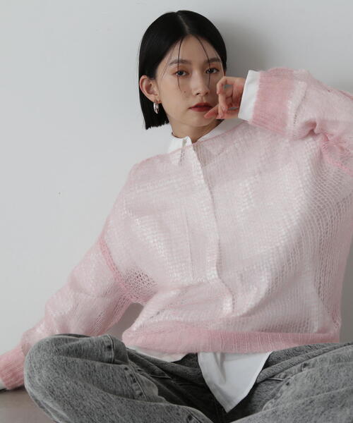 N.（N. Natural Beauty Basic）（エヌエヌナチュラルビューティーベーシック）の「◆透かし編みモヘヤ混ニット（ニット/セーター・レディース・ベージュ/グリーン/ピンク/イエロー・MEDIUM）」の15枚目の写真