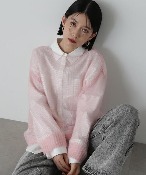 N.（N. Natural Beauty Basic）（エヌエヌナチュラルビューティーベーシック）の「◆透かし編みモヘヤ混ニット（ニット/セーター・レディース・ベージュ/グリーン/ピンク/イエロー・MEDIUM）」の16枚目の写真