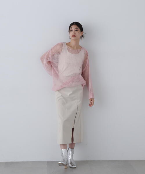 N.（N. Natural Beauty Basic）（エヌエヌナチュラルビューティーベーシック）の「◆透かし編みモヘヤ混ニット（ニット/セーター・レディース・ベージュ/グリーン/ピンク/イエロー・MEDIUM）」の22枚目の写真