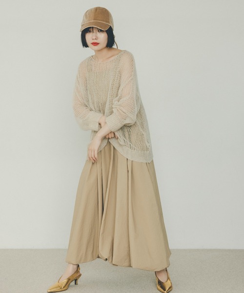 N.（N. Natural Beauty Basic）（エヌエヌナチュラルビューティーベーシック）の「◆透かし編みモヘヤ混ニット（ニット/セーター・レディース・ベージュ/グリーン/ピンク/イエロー・MEDIUM）」の6枚目の写真