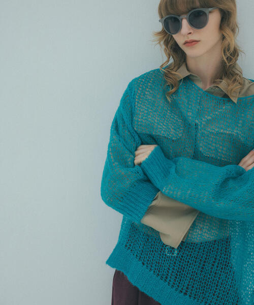 N.（N. Natural Beauty Basic）（エヌエヌナチュラルビューティーベーシック）の「◆透かし編みモヘヤ混ニット（ニット/セーター・レディース・ベージュ/グリーン/ピンク/イエロー・MEDIUM）」の12枚目の写真