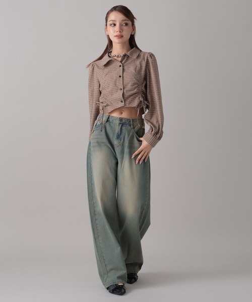 FOREVER 21（フォーエバー トゥエンティーワン）の「【2024FW】フロントシャーリングシャツ（シャツ/ブラウス・レディース・オフホワイト/ブラック/ブラック系その他/ブルー/オレンジ・FREE）」の6枚目の写真