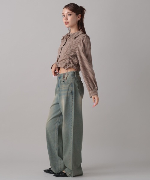 FOREVER 21（フォーエバー トゥエンティーワン）の「【2024FW】フロントシャーリングシャツ（シャツ/ブラウス・レディース・オフホワイト/ブラック/ブラック系その他/ブルー/オレンジ・FREE）」の7枚目の写真