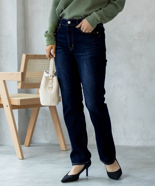 NAVY(ネイビー)の「NAVY 毎日はきたくなるデニム「マイデニ」 スリムストレート(デニムパンツ・レディース・ダークブルー/ライトインディゴブルー・S/XS/L/M)」の1枚目の写真