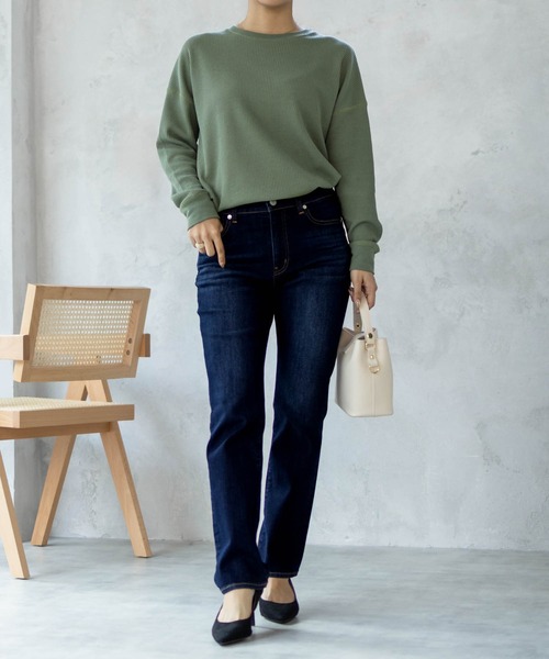 NAVY(ネイビー)の「NAVY 毎日はきたくなるデニム「マイデニ」 スリムストレート(デニムパンツ・レディース・ダークブルー/ライトインディゴブルー・S/XS/L/M)」の5枚目の写真