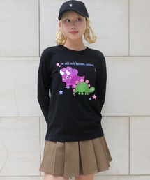 UNIT CHEST（ユニットチェスト）の「【UNIT CHEST】unique unisex long sleeve T-shirt/ユニークユニセックス ロンT OIF designer eggs コラボ 恐竜by manami_makifuji（Tシャツ/カットソー）」