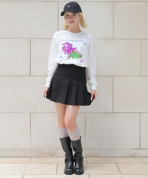 UNIT CHEST(ユニットチェスト)の「【UNIT CHEST】unique unisex long sleeve T-shirt/ユニークユニセックス ロンT OIF designer eggs コラボ 恐竜by manami_makifuji(Tシャツ/カットソー・レディース・ブラック/ホワイト/杢グレー・S/L/M)」の7枚目の写真